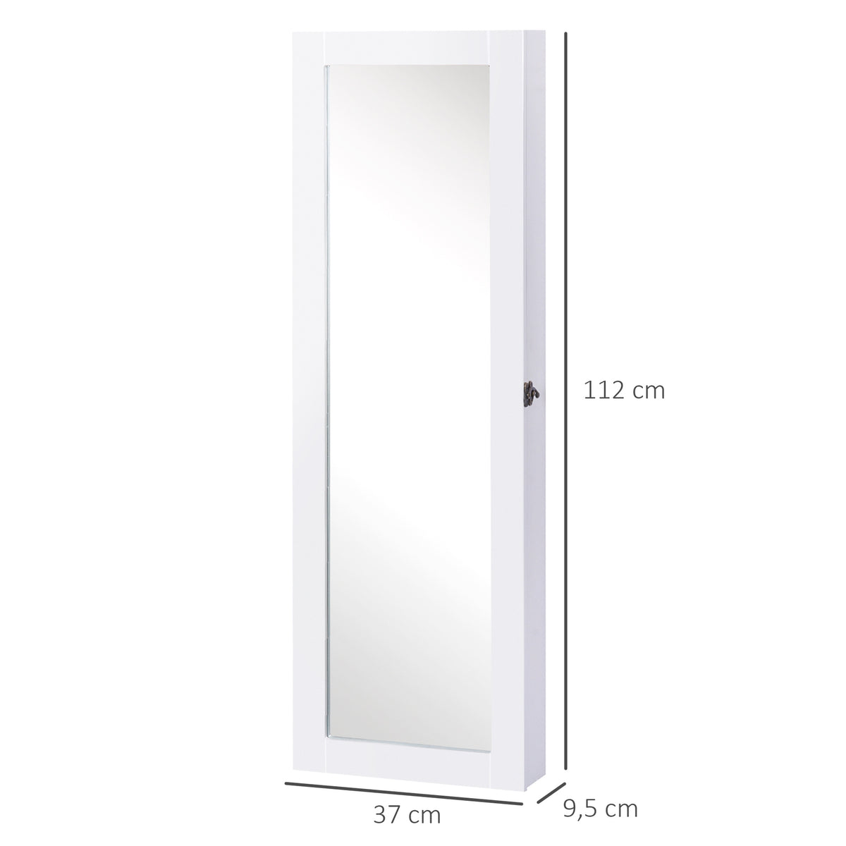 Mirror Cabinet Jewelry Cabinet 2 In 1 Wall Mirror, Large Storage Space, 37X9.5X112Cm