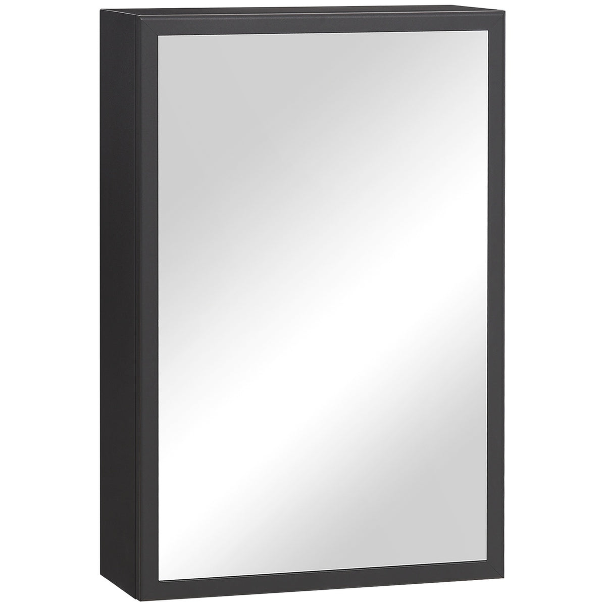 Mirror Cabinet Modern Wall Cabinet With Mirror & 3 Layers, Black, For Bathroom, 40X15X60 Cm