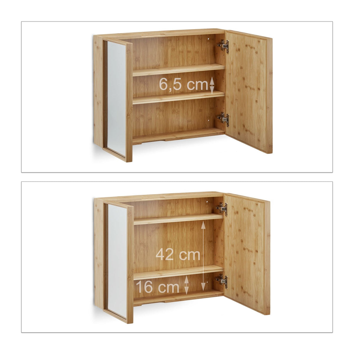 Mirror cabinet for bathroom with 2 doors