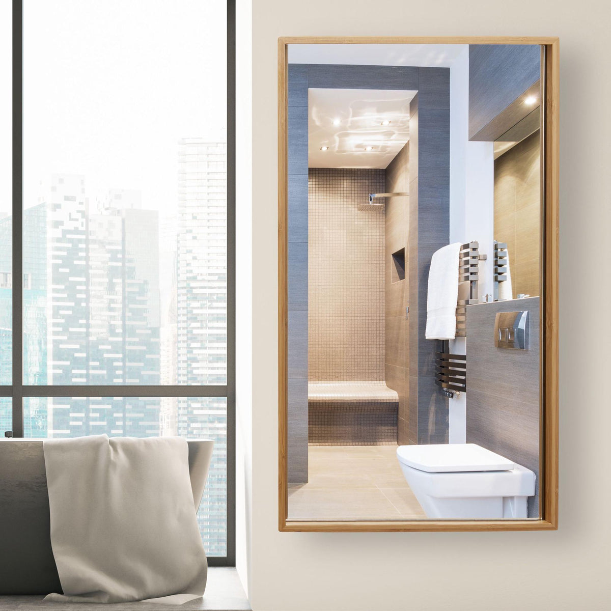 Mirror cabinet with door for bathroom