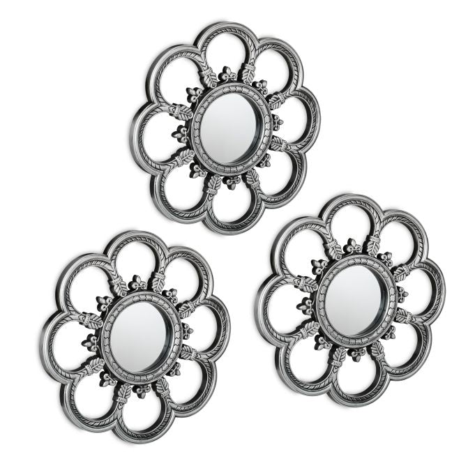 Mirror set of 3 flowers