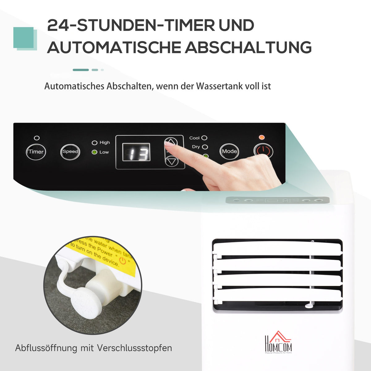 Mobile Air Conditioner 2.1 Kw 3-In-1 Air Conditioner Cooling Dehumidification And Ventilation 12-18㎡ 24H Timer With Remote Control 2 Speed Levels