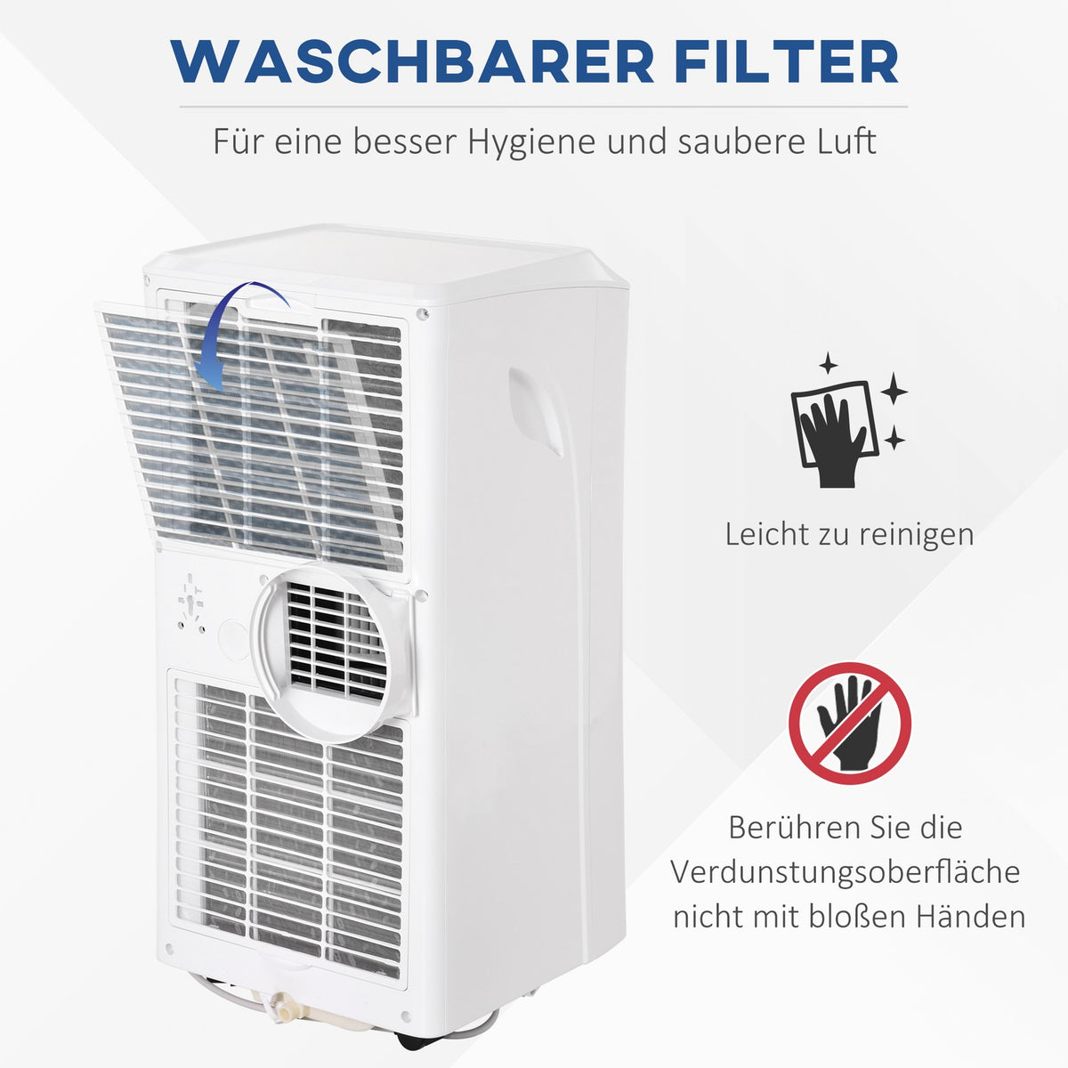 Mobile Air Conditioner 2.6 Kw 3-In-1 Air Conditioner Cooling Dehumidification And Ventilation 12-18㎡ 24H Timer With Remote Control 2 Speed Levels