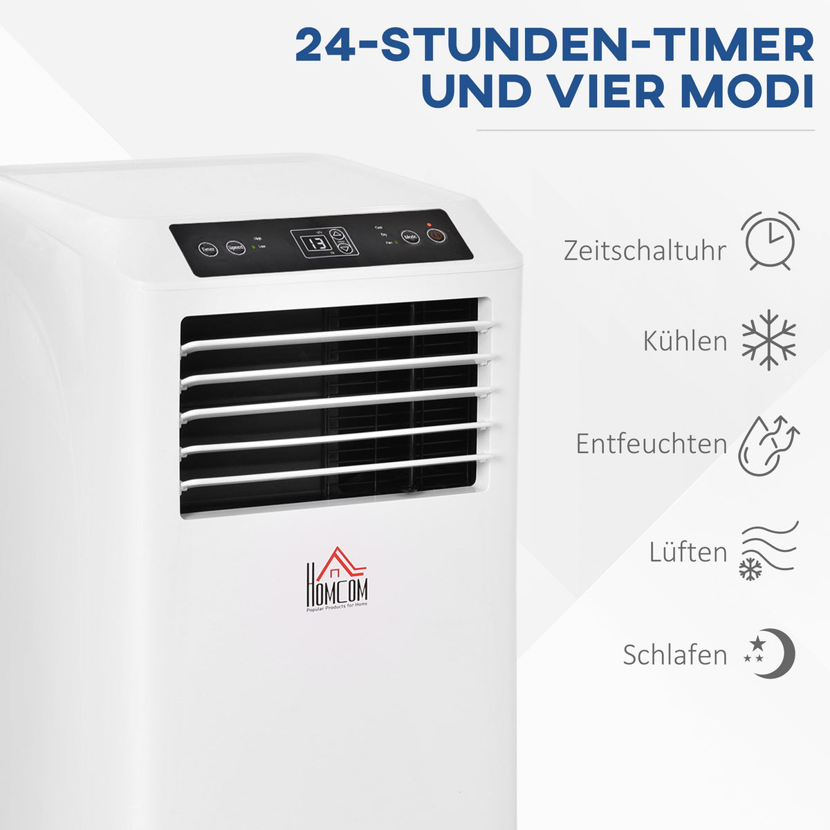 Mobile Air Conditioner 2.9 Kw 3-In-1 Air Conditioner Cooling Dehumidification And Ventilation 12-18㎡ 24H Timer With Remote Control 2 Speed Levels