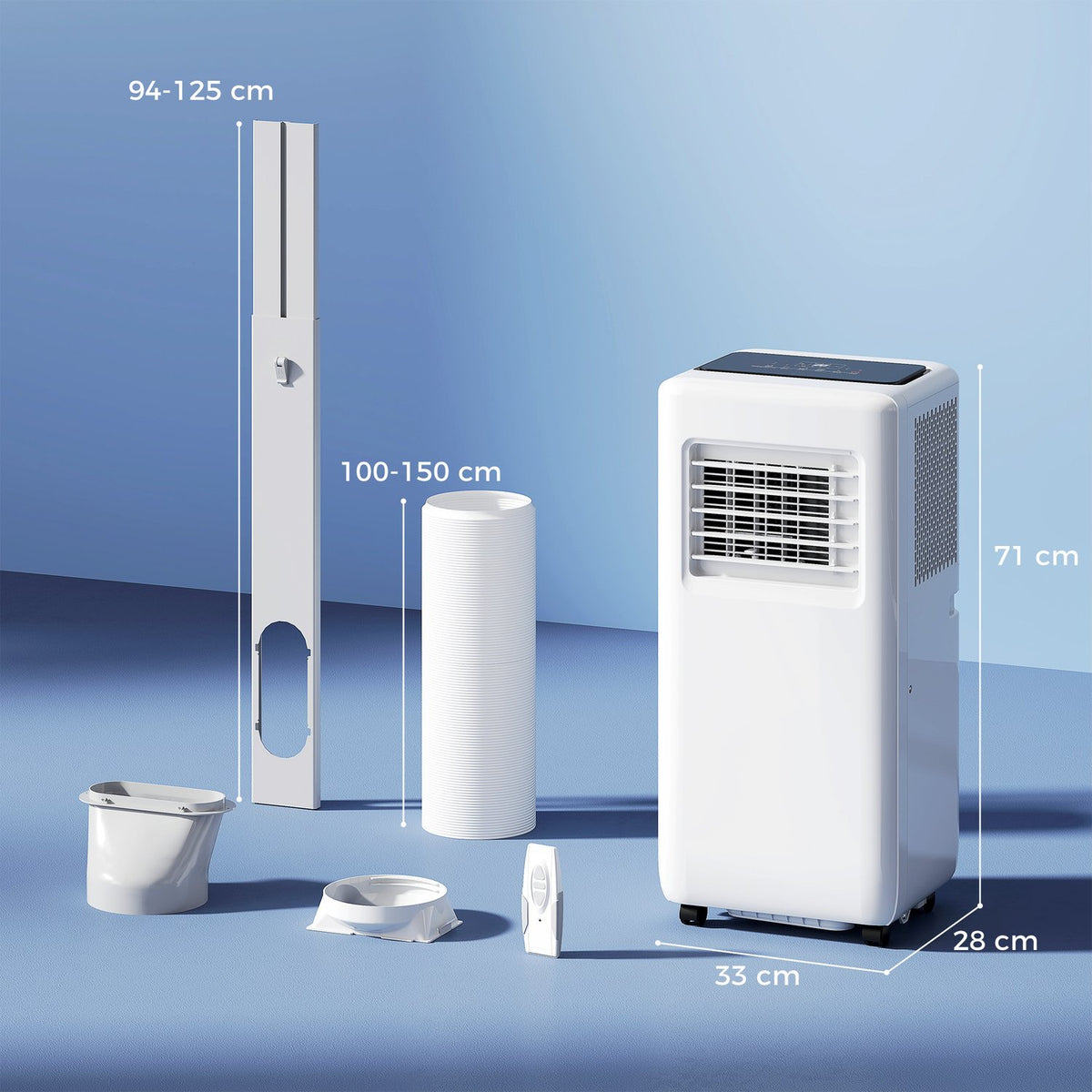 Mobile Air Conditioner 3-in-1 Air Conditioner with Cooling, Dehumidifier, Fan, Exhaust Hose, 9000BTU Automatic Air Cooler with Remote Control, Timer, Child Lock, White |