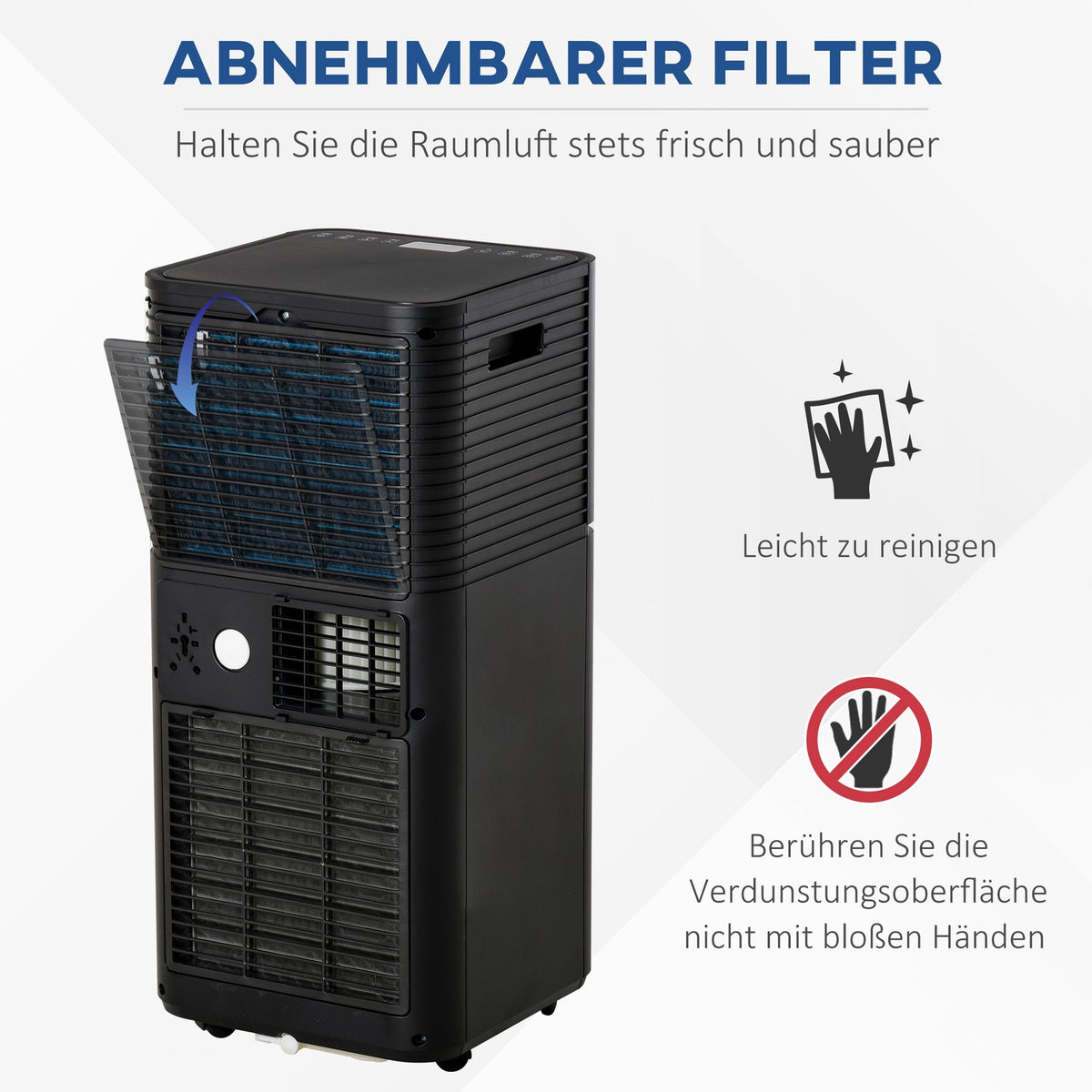 Mobile Air Conditioner 8000Btu 4-In-1 Air Conditioner With Remote Control, Cooling, Ventilation, Dehumidification And Sleep Mode, 24H Timer 860W Led Display