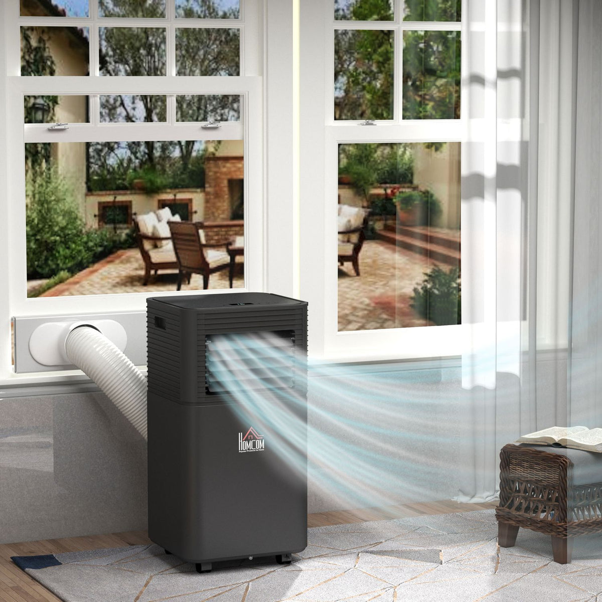 Mobile Air Conditioner 8000Btu 4-In-1 Air Conditioner With Remote Control, Cooling, Ventilation, Dehumidification And Sleep Mode, 24H Timer 860W Led Display