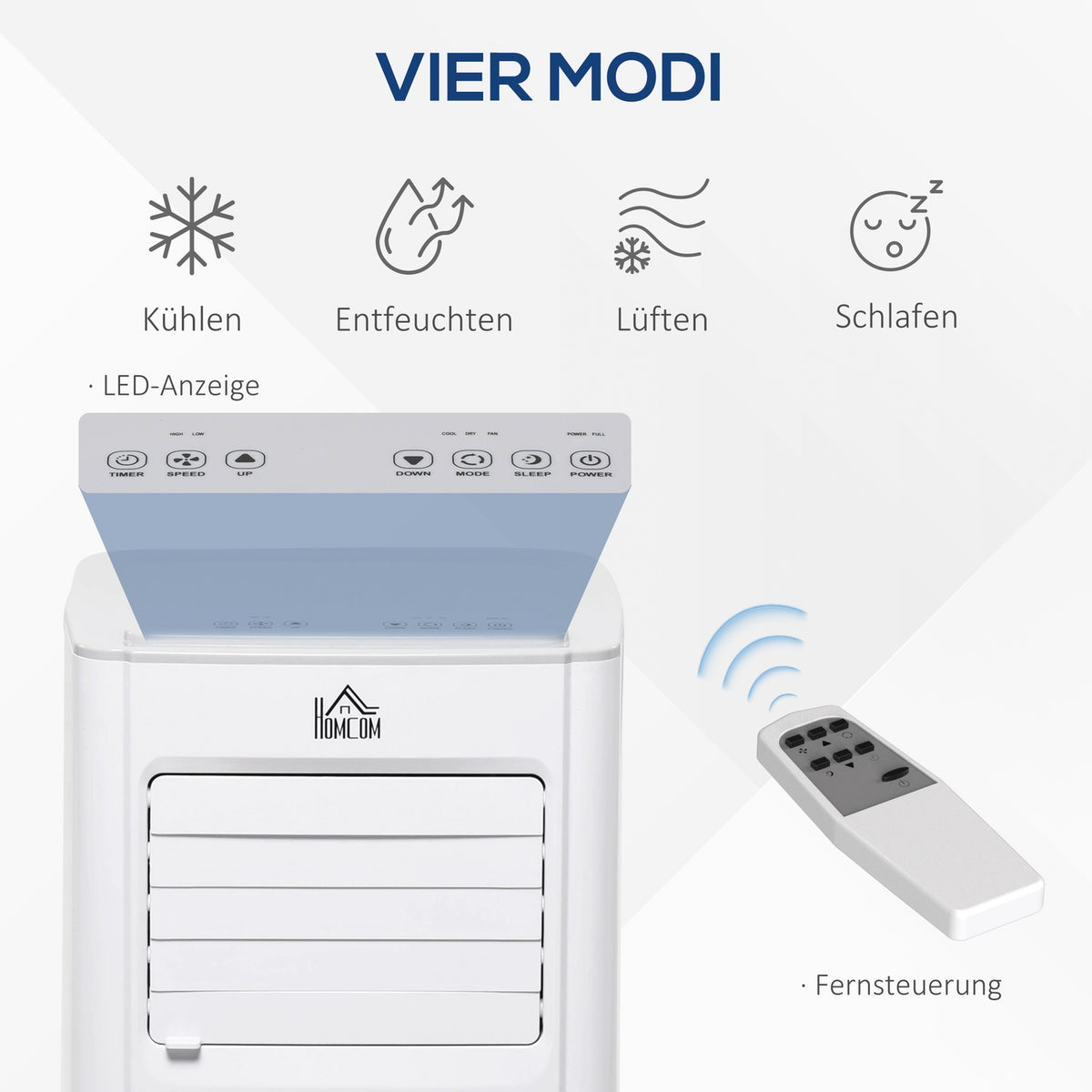 Mobile Air Conditioning 4-In-1 Air Conditioning Unit With Remote Control 24H Timer And Exhaust Hose 2 Speed Levels 560W Abs 32.8 X 30.5 X 67.8 Cm