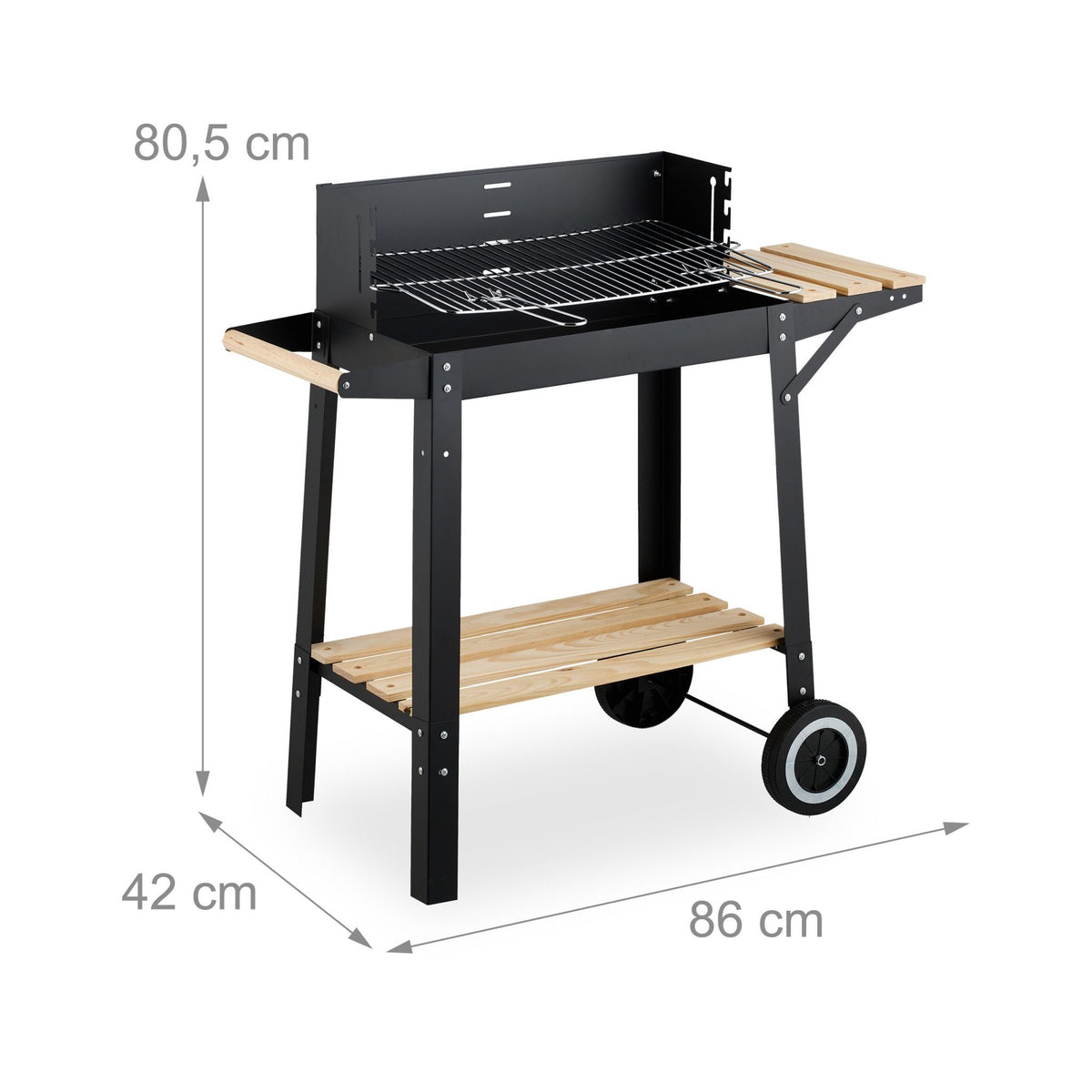 Mobile Barbecue Cart with Shelves and Wheels