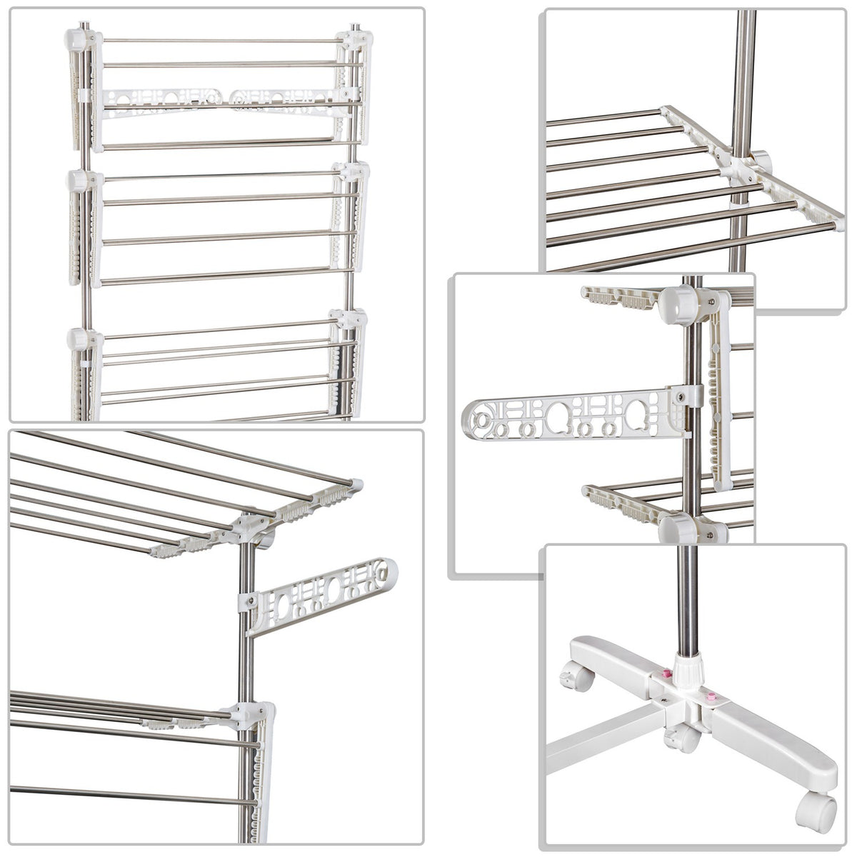 Mobile Clothes Airer Tumble Dryer Tower Side Wings Foldable To 3 Or 4 Levels (4 Levels)