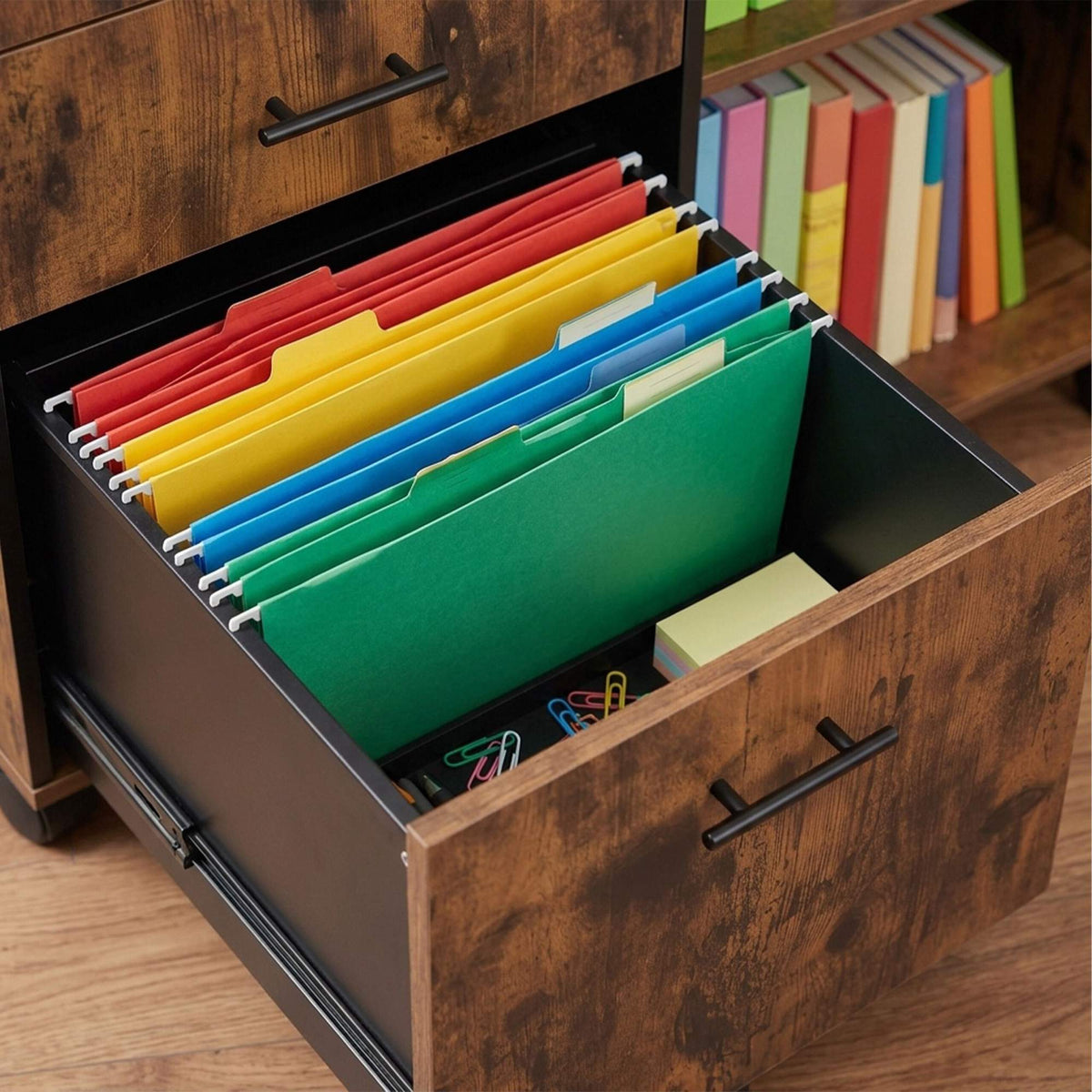 Mobile Drawer Unit with Shelves and Castors - Brown