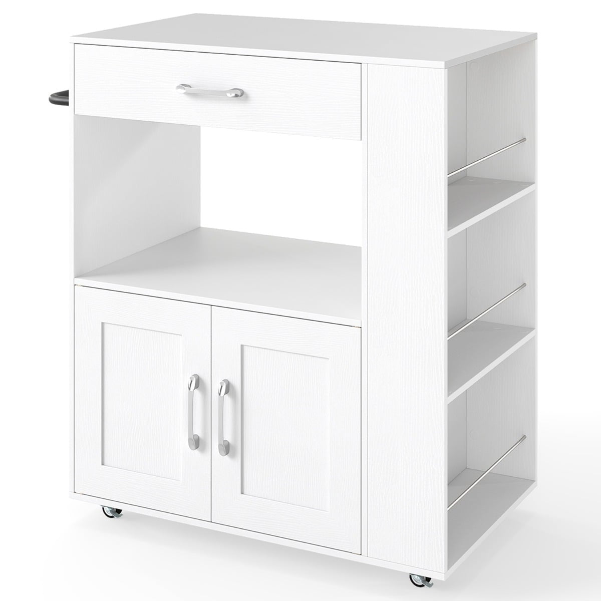 Mobile Kitchen Cart with Worktop, Drawer, Towel Rack