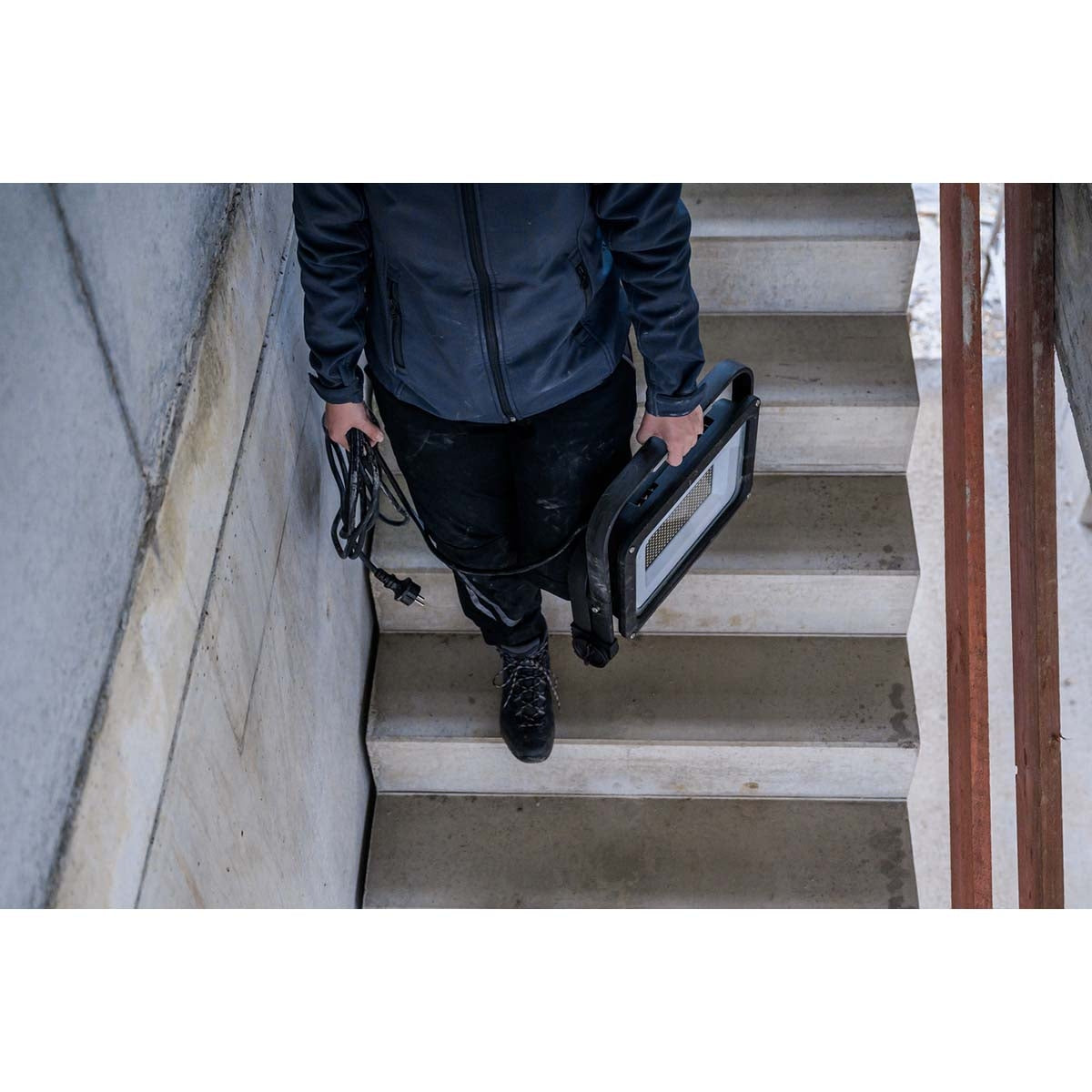 Mobile LED construction lamp JARO 20060 M / LED work lamp 150W for outside (LED floodlight with 5m cable, LED emergency lighting with 17500lm made of high-quality aluminum, dimmable, IP65)