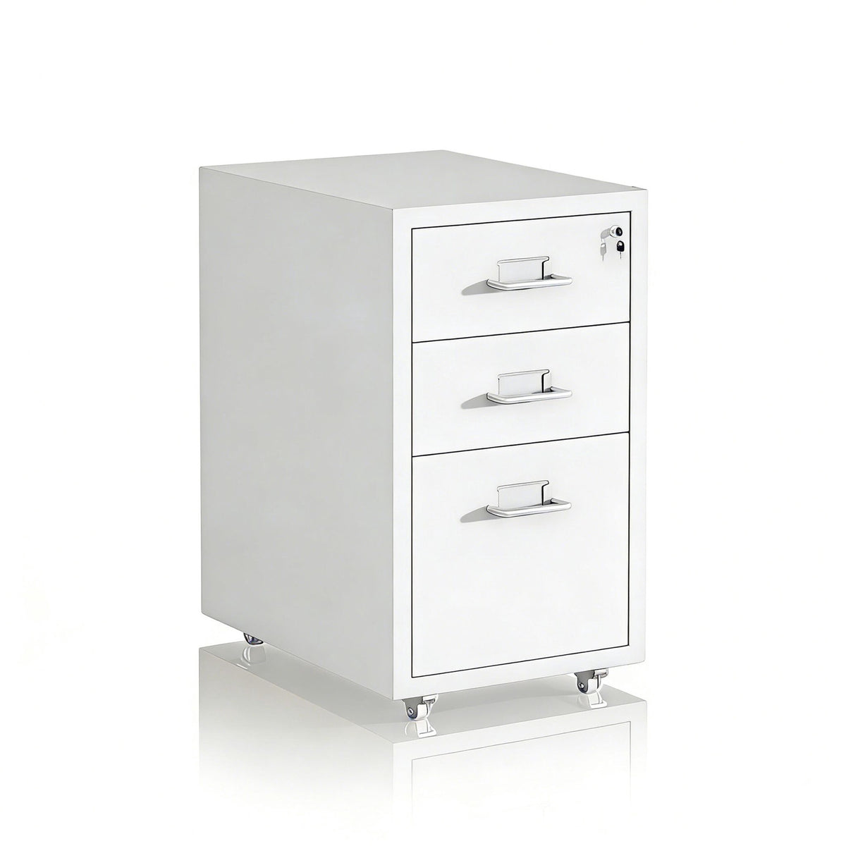 Mobile Metal Filing Cabinet, 3-Drawer Locking Rolling