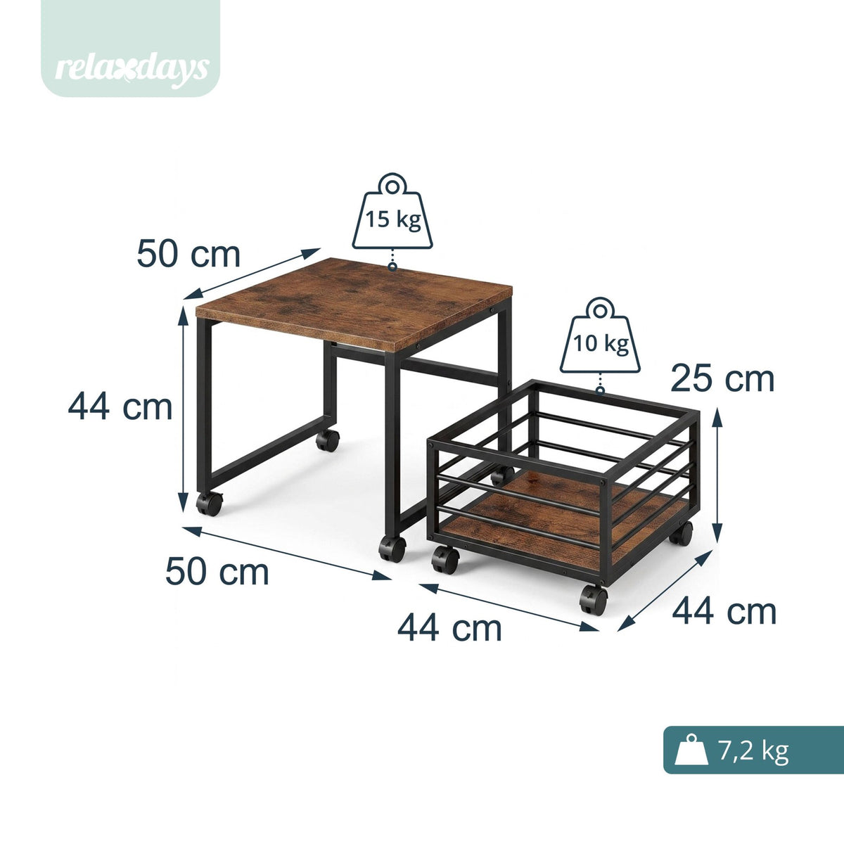 Mobile Mini Fridge Stand with Basket, Brown, 44x50x50 cm