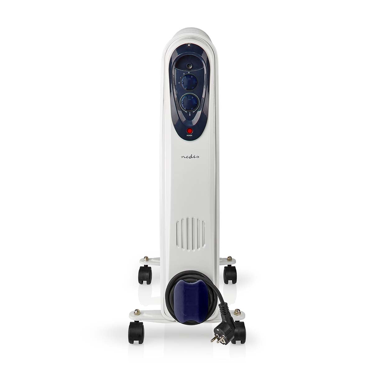 Mobile Oil Radiator | 1000 / 1500 / 2500 W | 11 Fins | Adjustable thermostat | 3 Heat Settings | Fall over protection | White