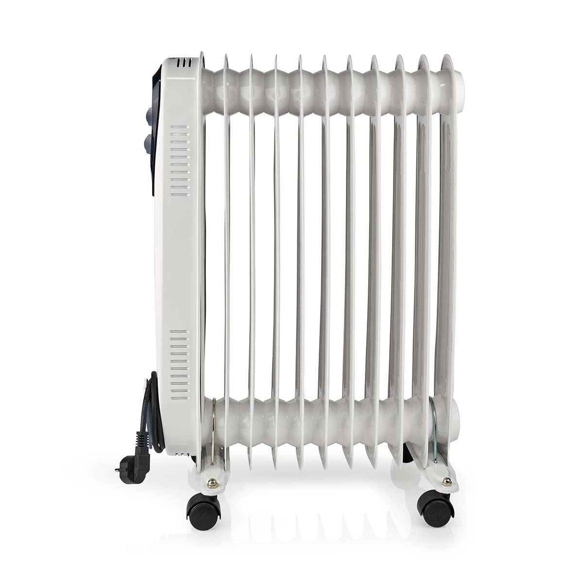 Mobile Oil Radiator | 1000 / 1500 / 2500 W | 11 Fins | Adjustable thermostat | 3 Heat Settings | Fall over protection | White
