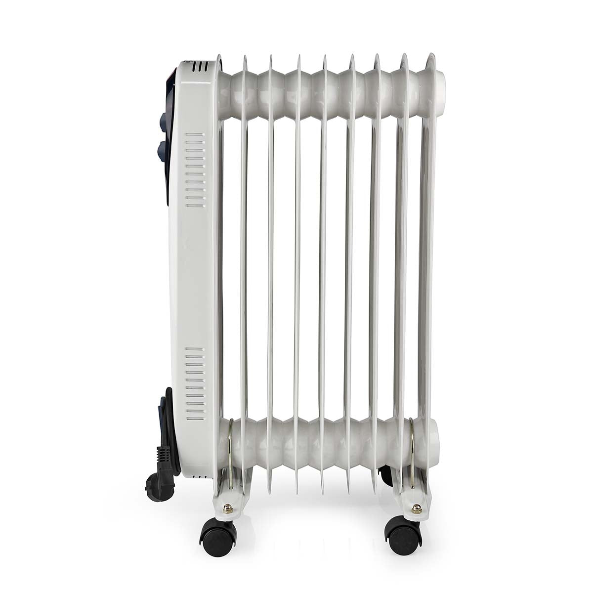 Mobile Oil Radiator | 800 / 1200 / 2000 W | 9 Fins | Adjustable thermostat | 3 Heat Settings | Fall over protection | White