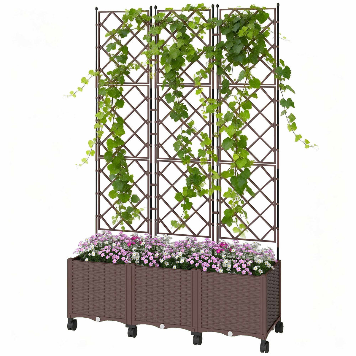 Mobile Planter with Trellis, Self-Watering, 120x40x192 cm