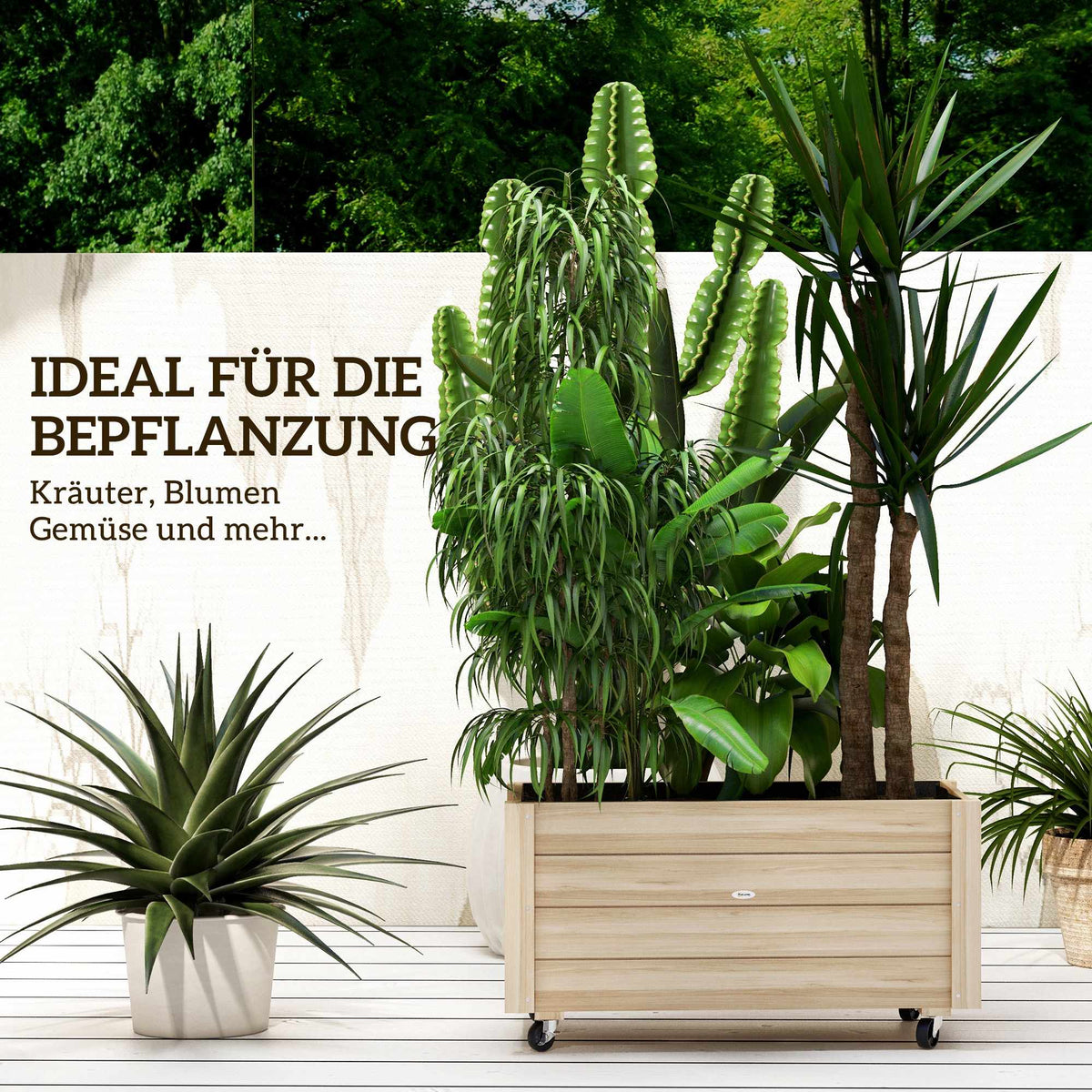 Mobile Raised Garden Bed, Weatherproof, 89 x 48 x 47 cm