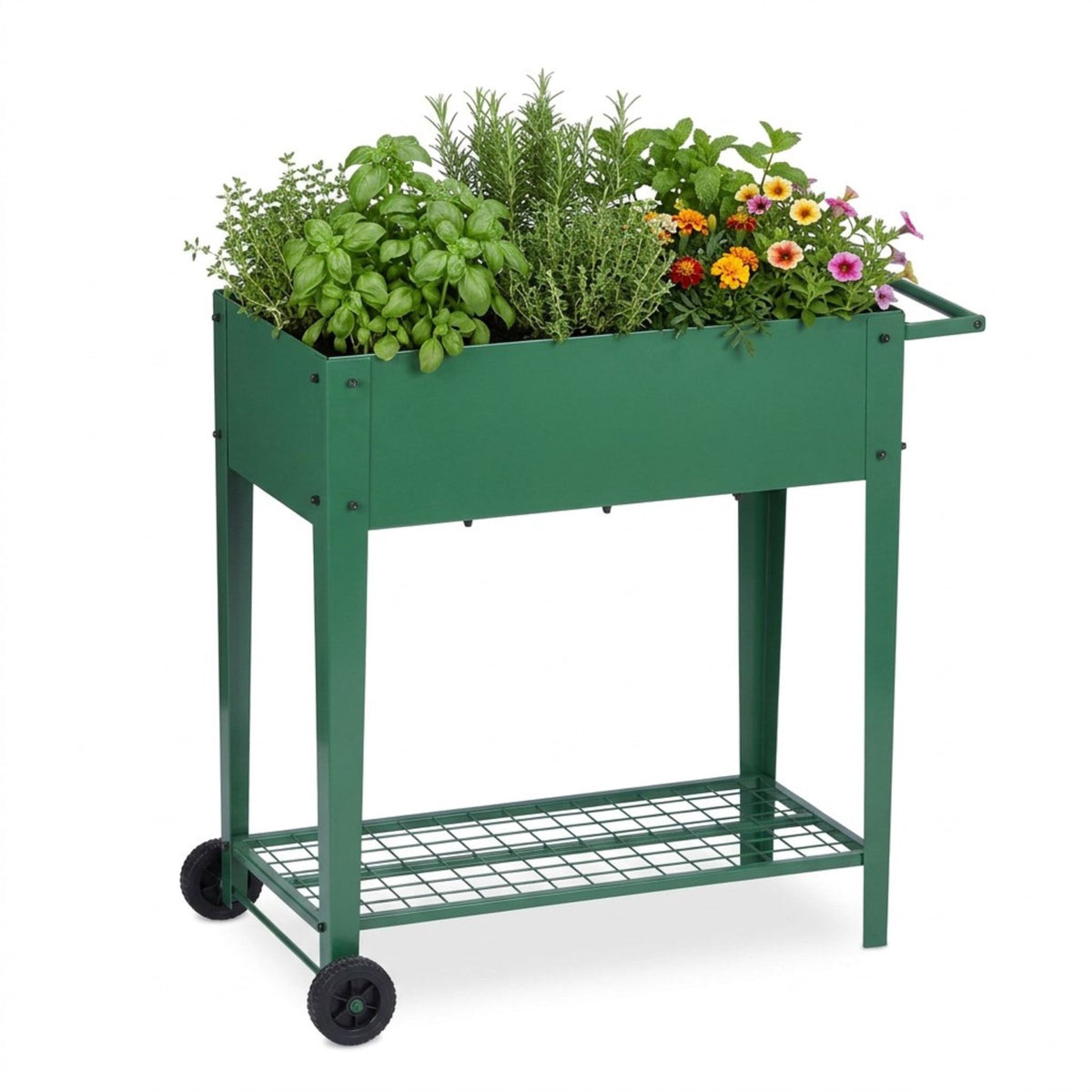 Mobile Raised Garden Bed With Wheels And Storage Tray