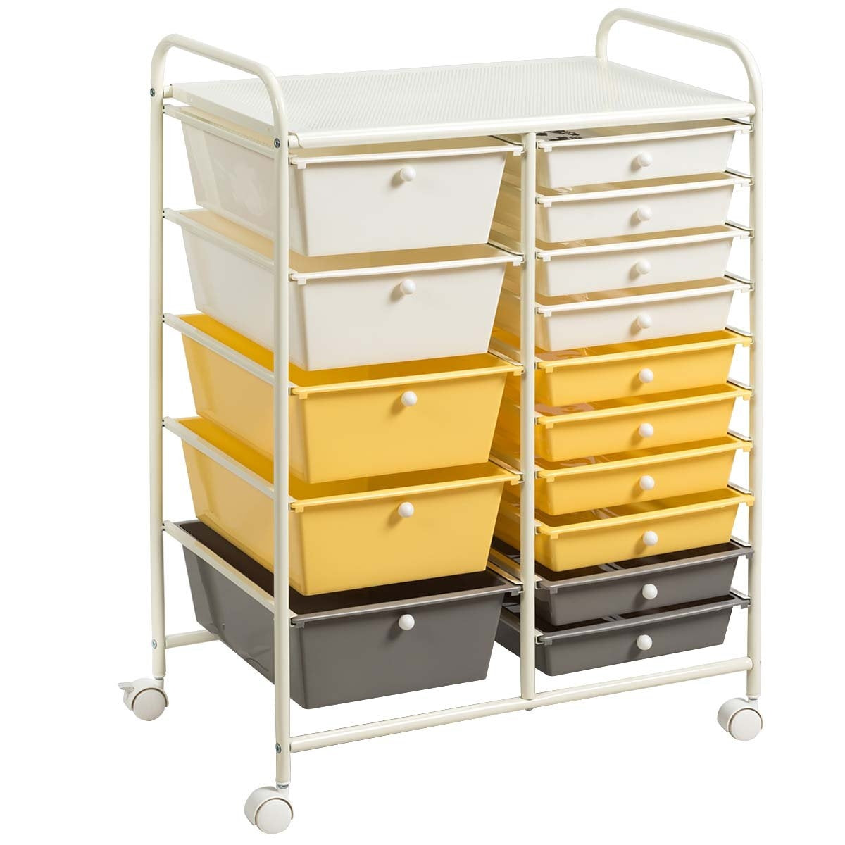 Mobile Storage Cart with 15 Stackable Drawers, Multi-Color