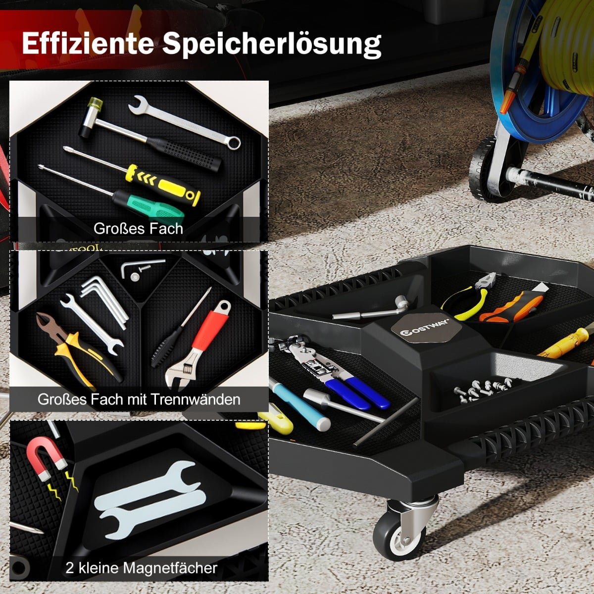 Mobile Tool Creeper with 4 Swivel Wheels, 135kg Capacity