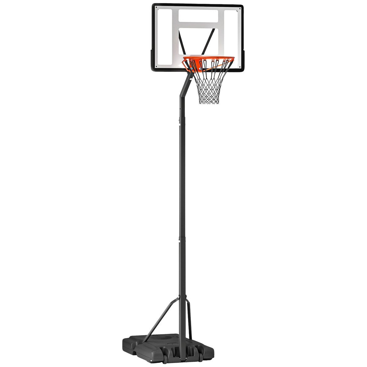 Mobile basketball stand basketball hoop with height-adjustable stand, steel + plastic, black, 90 x 165 x 302-352 cm