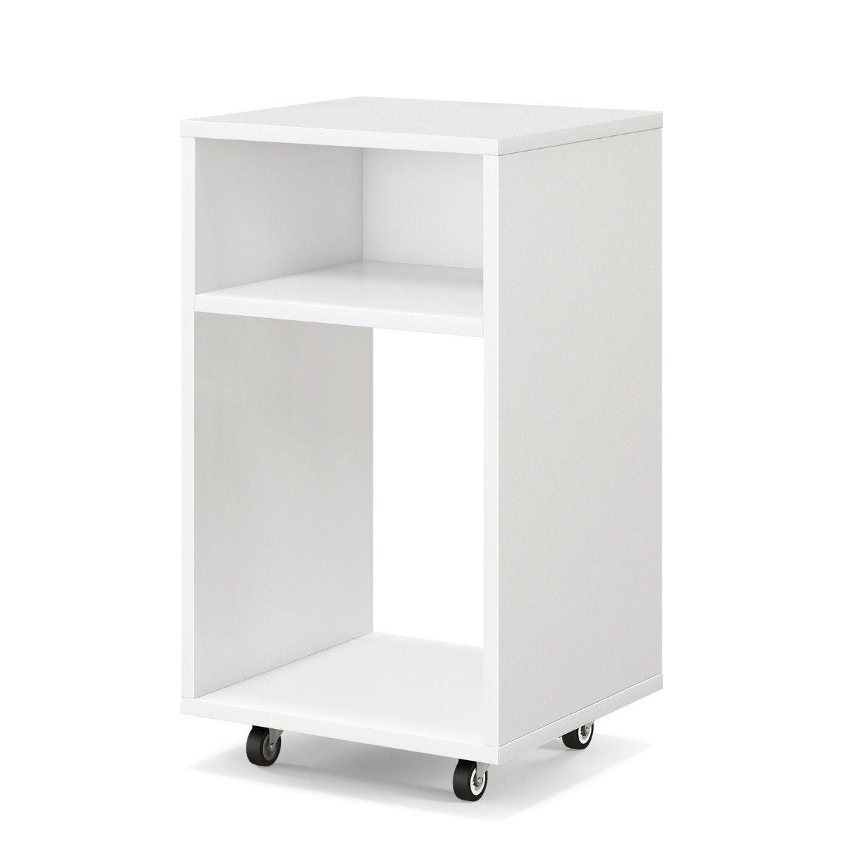 Mobile filing cabinet office cabinet with 2 open shelves 33 x 30 x 58 cm white