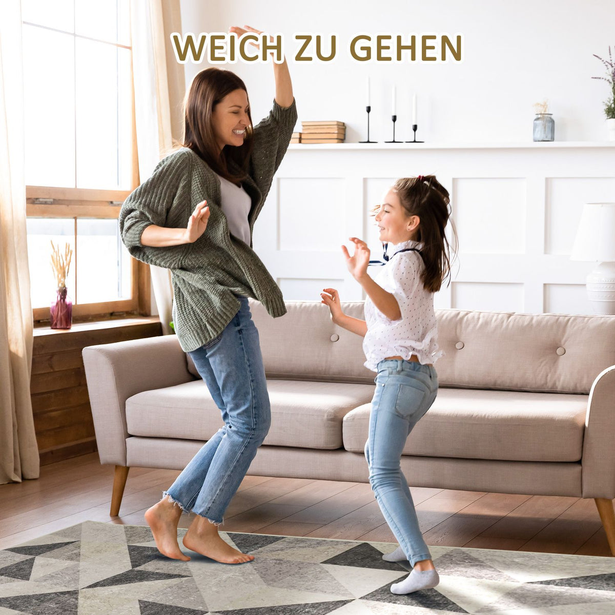 Modern Carpet 170 X 120 Cm Trend Design With Geometric Shapes, Fleece Coating, For Living Room, Kitchen, Grey+Black+White
