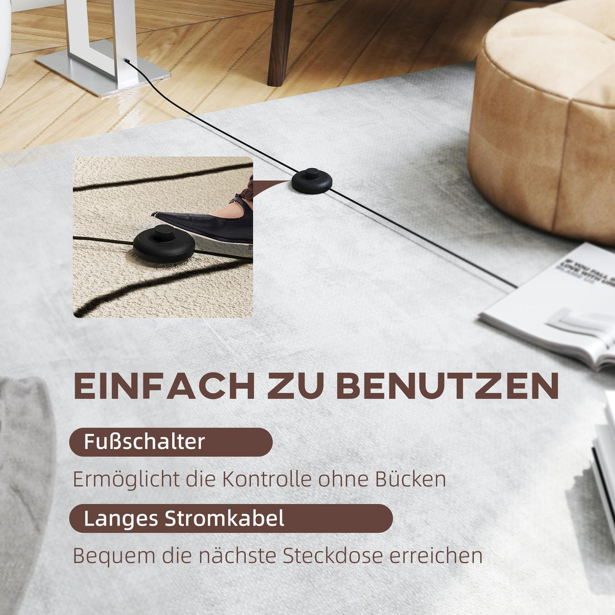 Modern Floor Lamp, Adjustable Brightness, Linen Shade