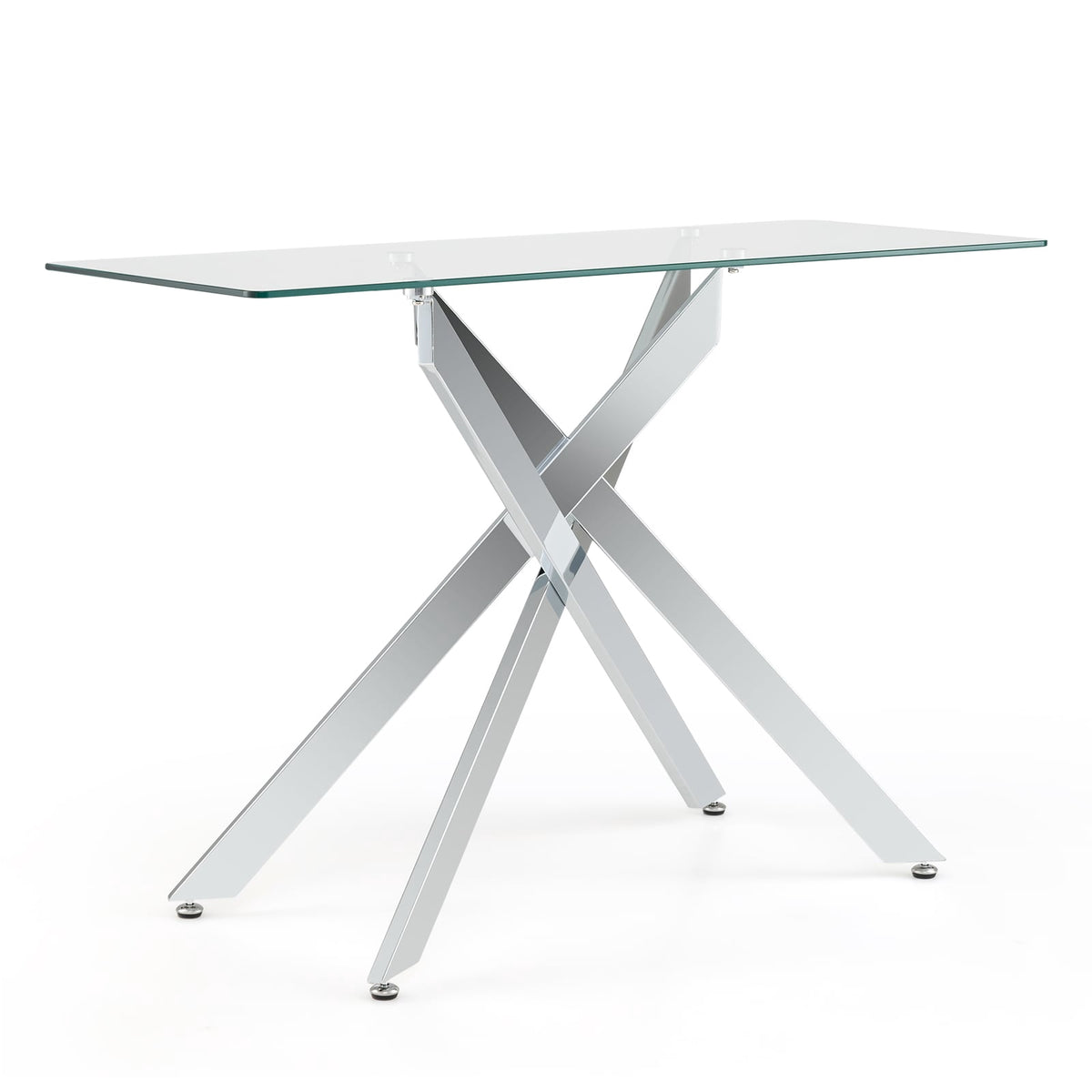 Modern Glass Console Table – Tempered Glass & Metal