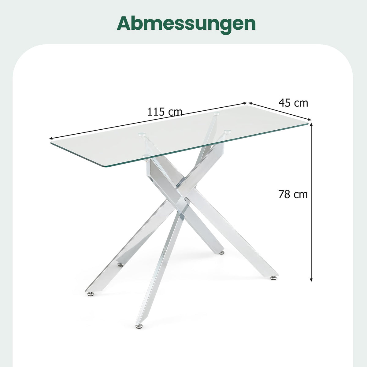 Modern Glass Console Table – Tempered Glass & Metal
