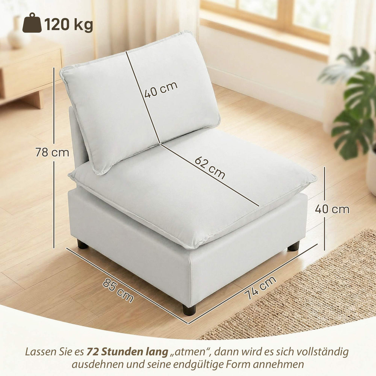 Modern Grey Leathaire Accent Chair, Wide Deep Seat, Easy Assembly