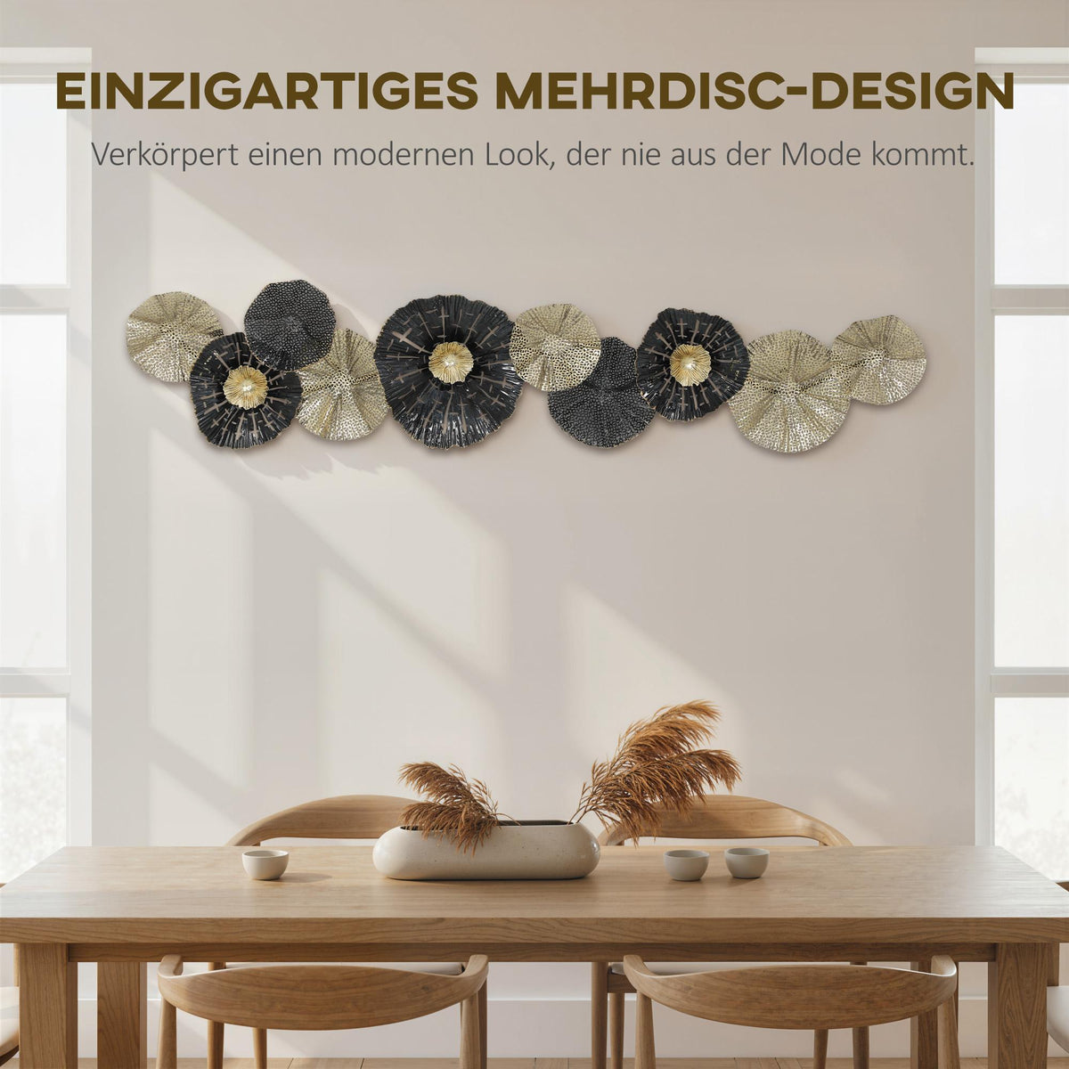 Modern Metal Wall Art – Black & Gold, 134 x 7 x 29 cm