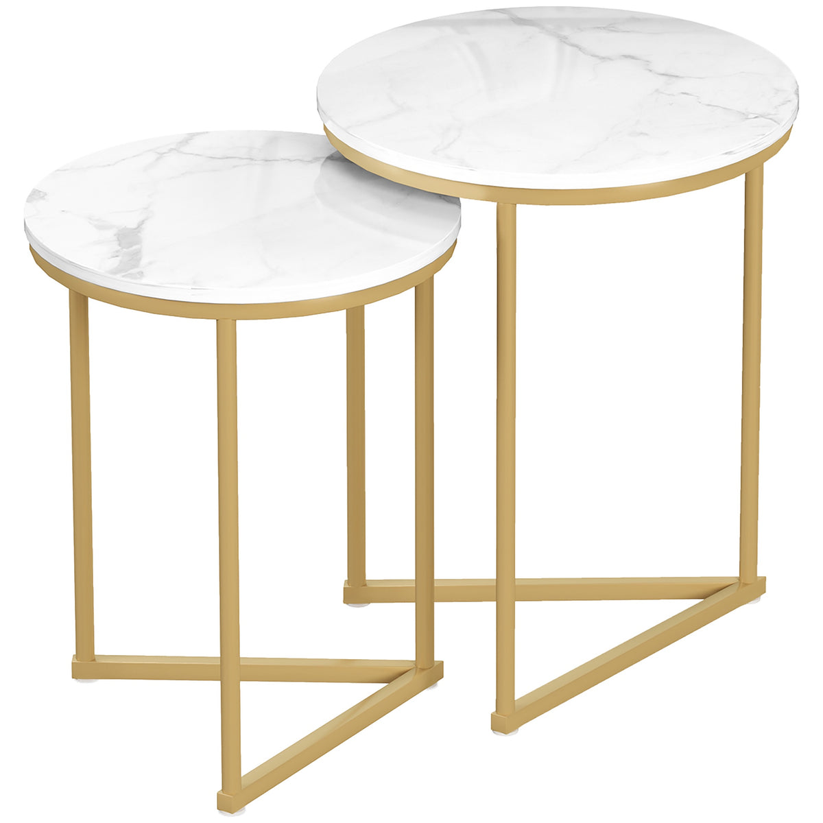Modern Nesting Coffee Table Set with Gold Steel Legs