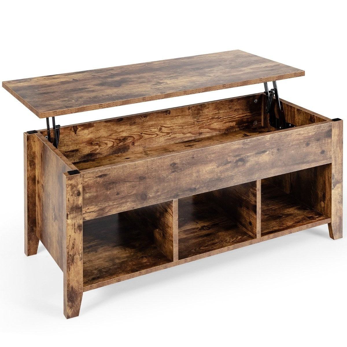 Modern multifunctional coffee table with folding top for living room brown