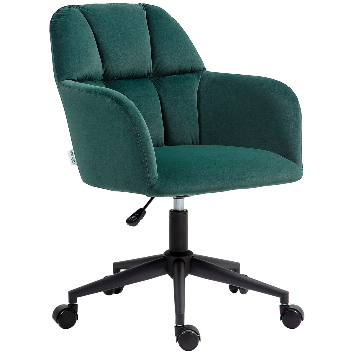 Modern office chair, height-adjustable desk chair, swivel chair living room, with armrest, velvet look, up to 120kg, green