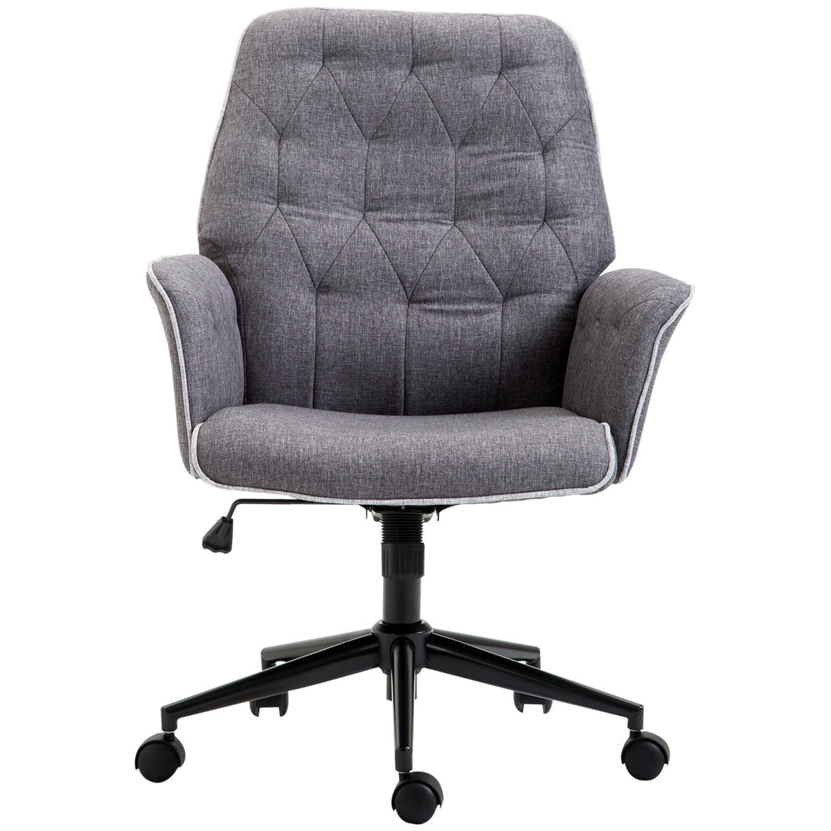 Modern office chair, height-adjustable desk chair, with rocker function, PC chair with linen look, dark gray