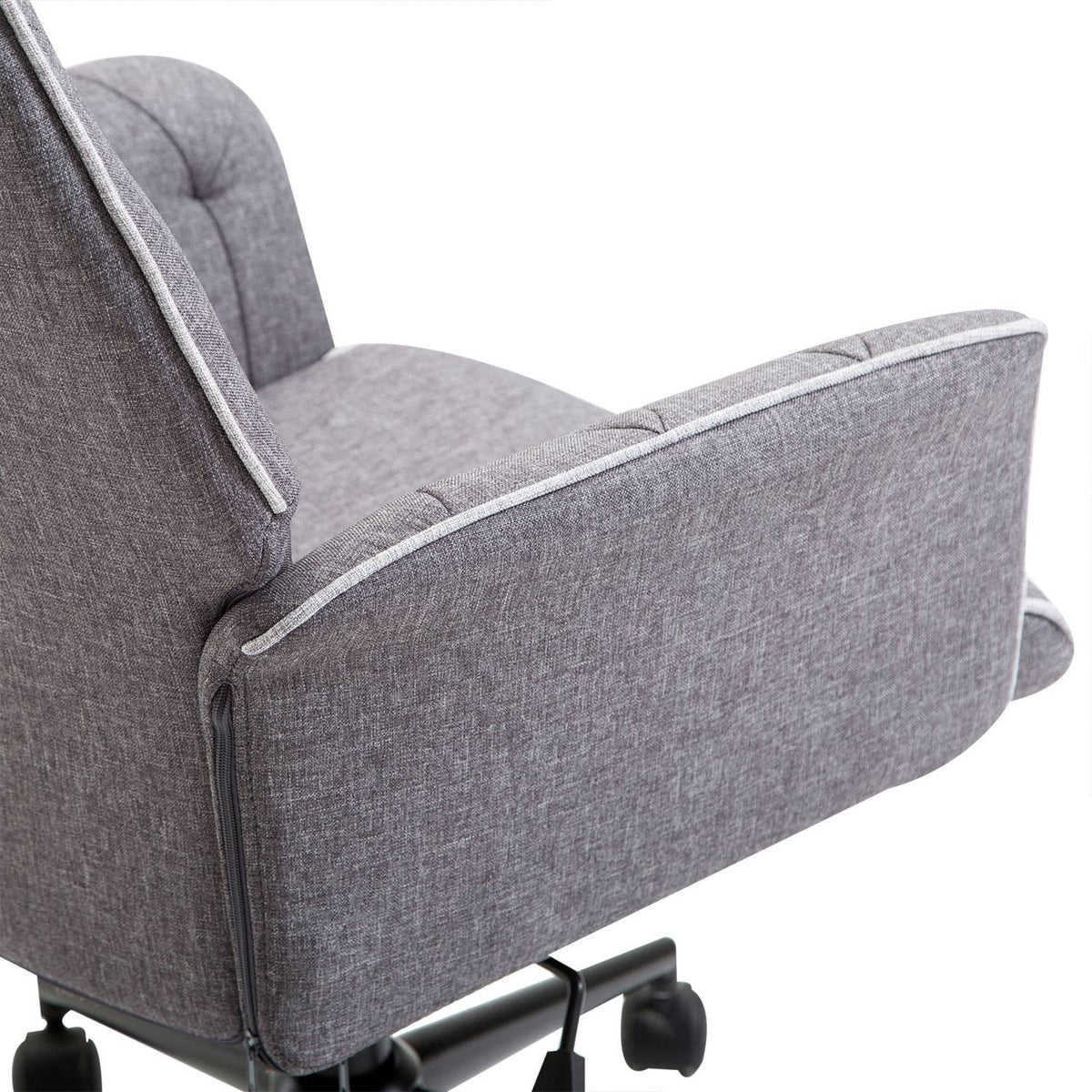 Modern office chair, height-adjustable desk chair, with rocker function, PC chair with linen look, dark gray