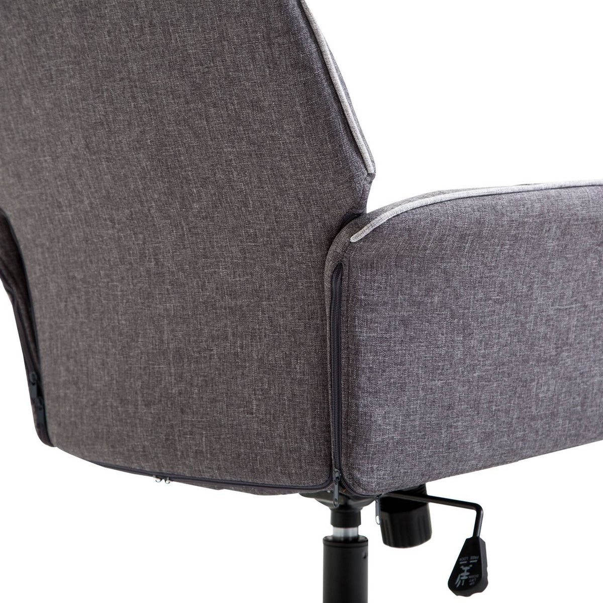 Modern office chair, height-adjustable desk chair, with rocker function, PC chair with linen look, dark gray