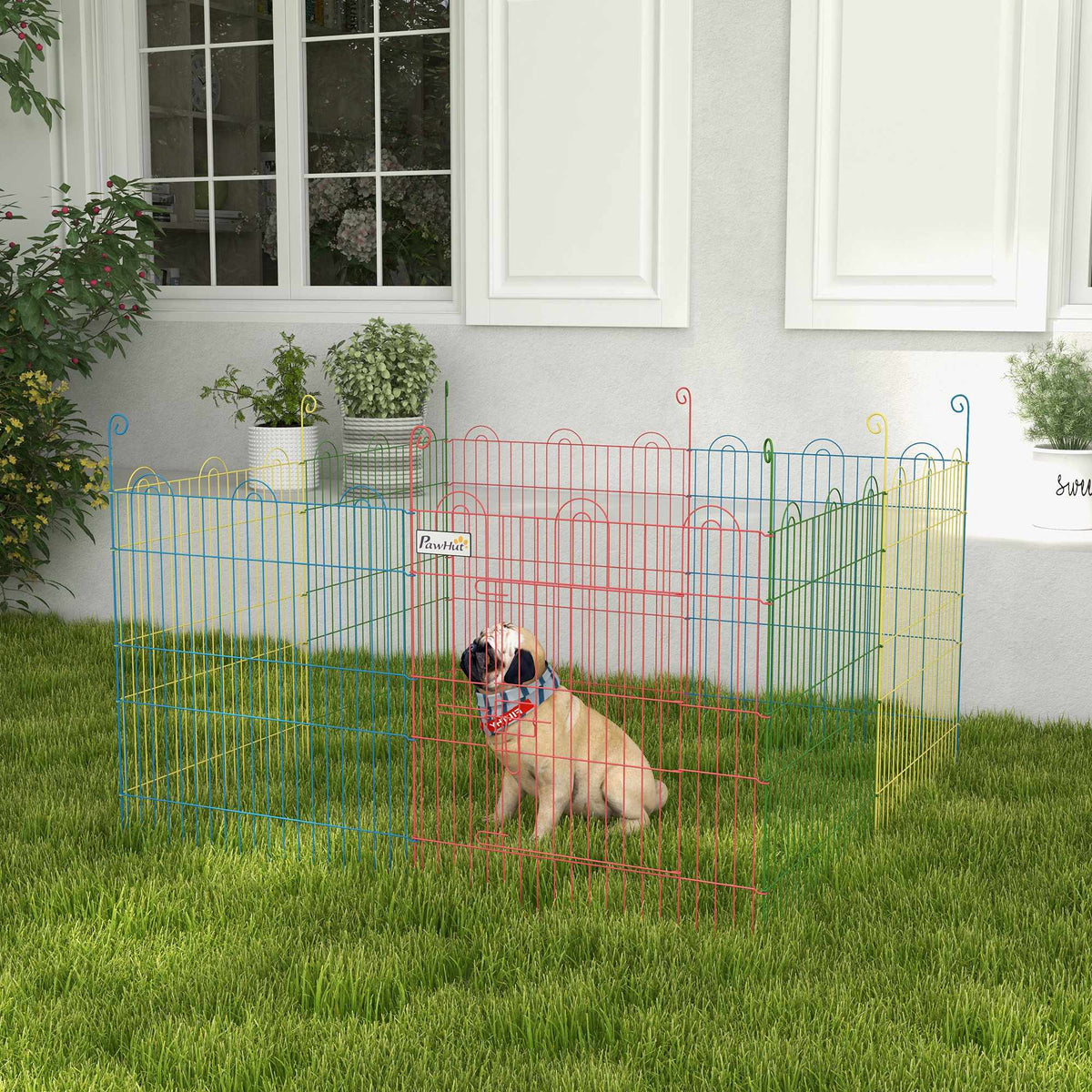Modular Steel Puppy Playpen with Locking Door, Ø156x60 cm