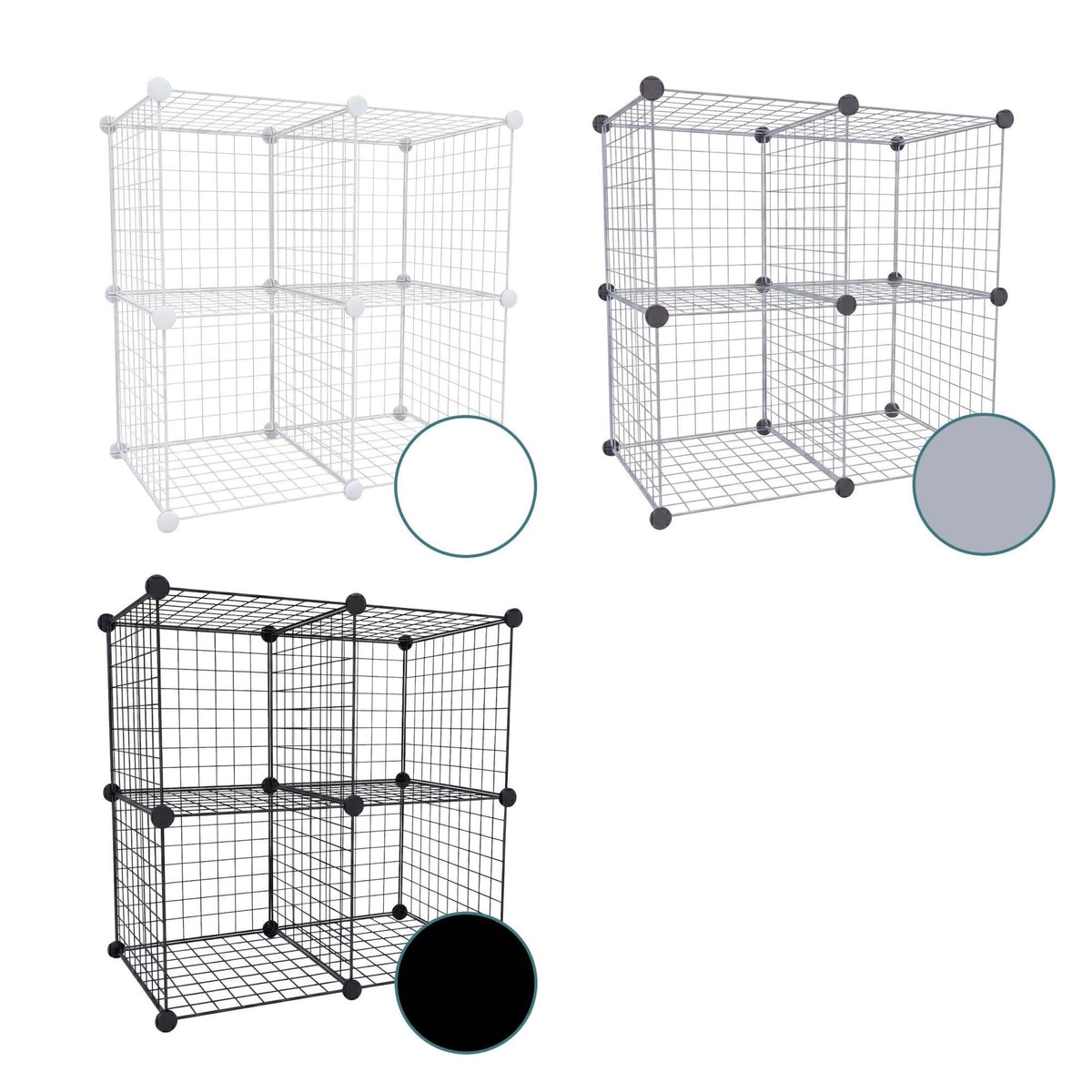 Modular Wire Cube Shelving Set – Metal, Click-Fit