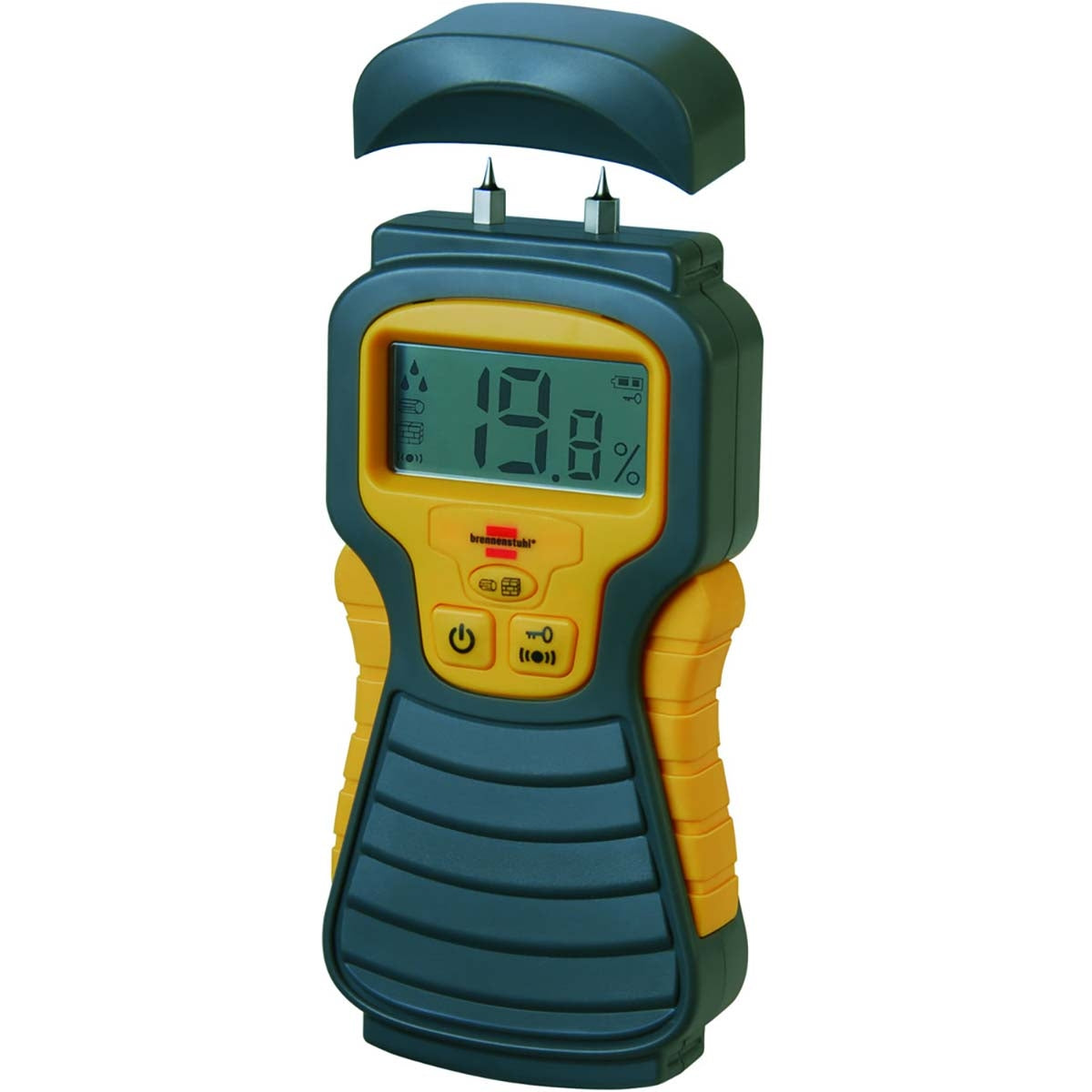 Moisture meter for wood / walls / building materials with LCD display anthracite / yellow