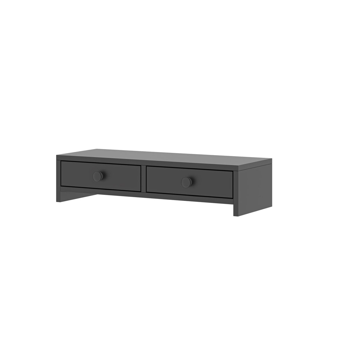 Monitor Riser with 2 Drawers, Black MDF, 47 cm