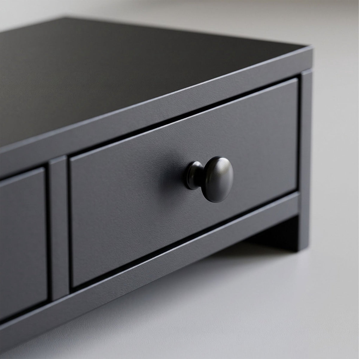 Monitor Riser with 2 Drawers, Black MDF, 47 cm