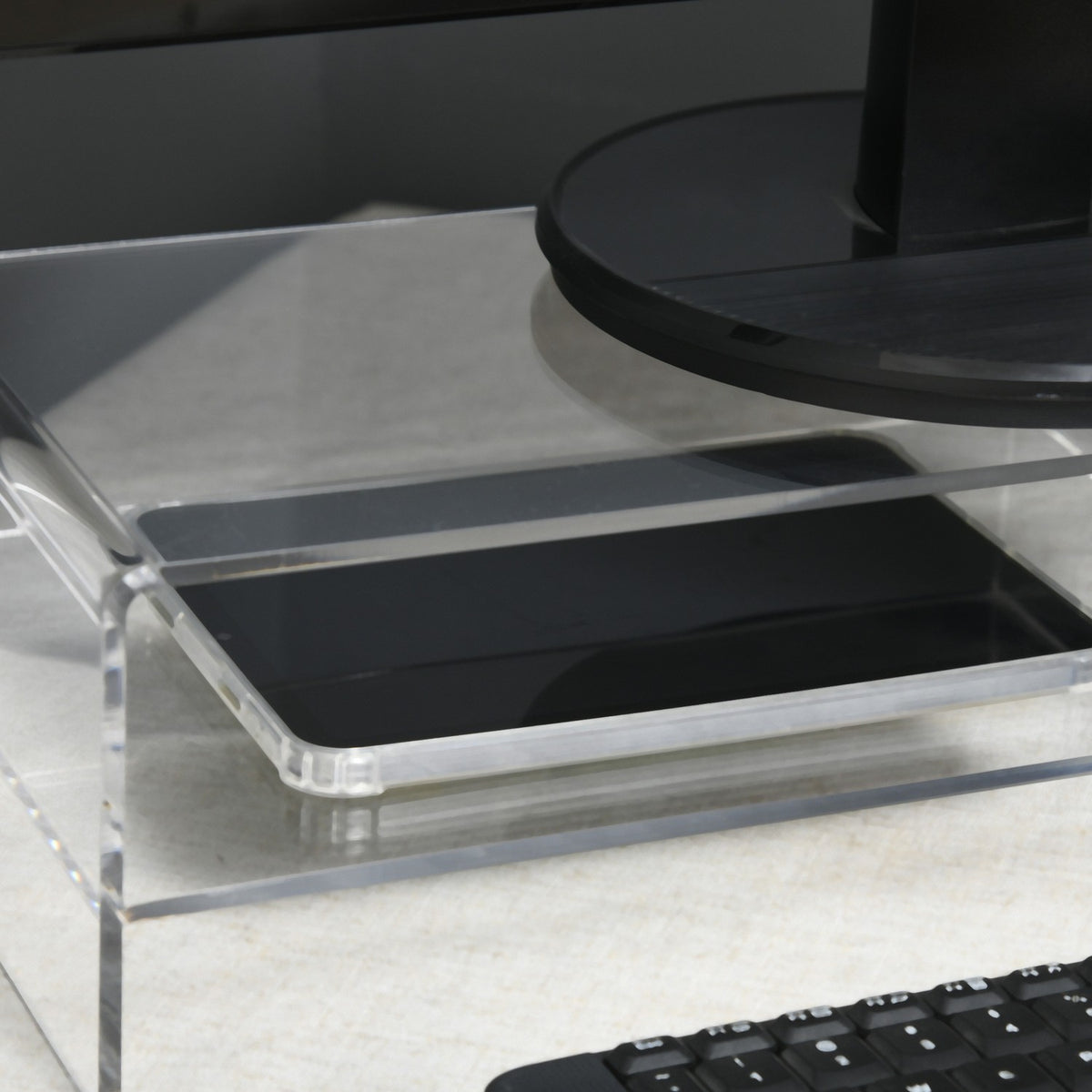 Monitor Stand Screen Riser With Storage Compartment, For Monitors Up To 24 Inches, Pc, Laptop Up To 5Kg, Acrylic, 50.8X19X12Cm