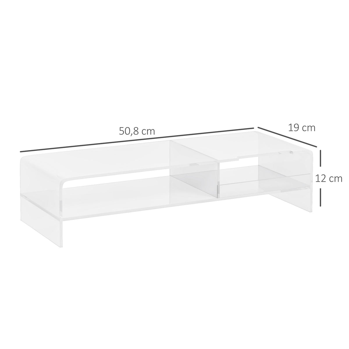 Monitor Stand Screen Riser With Storage Compartment, For Monitors Up To 24 Inches, Pc, Laptop Up To 5Kg, Acrylic, 50.8X19X12Cm