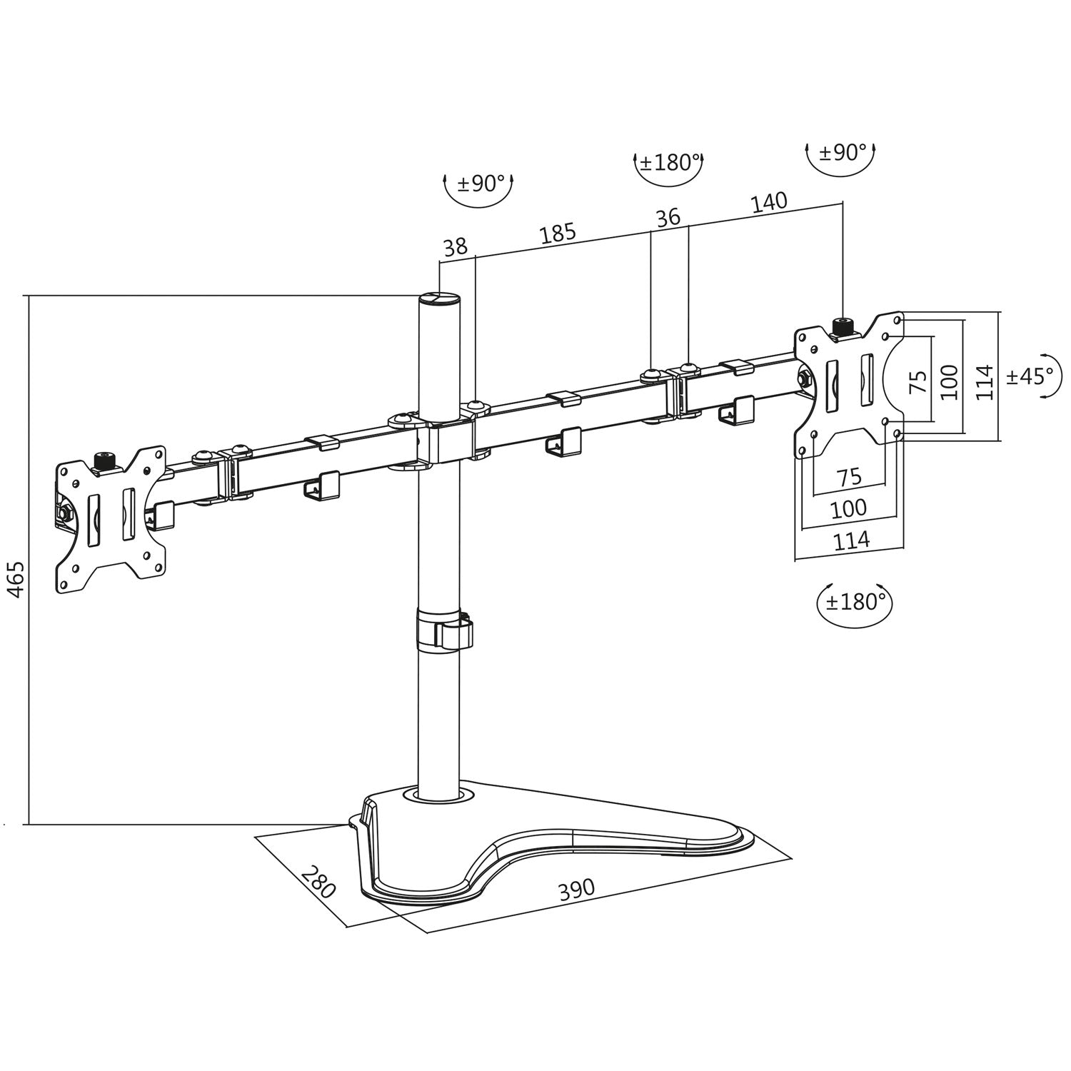 Monitor stand/foot Dual 13-32"