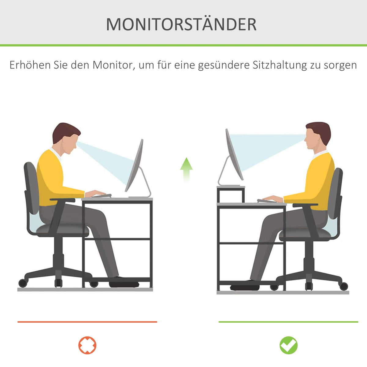 Monitor stand screen stand desk organizer, with drawers, natural, L49xW25.5xH11.5cm